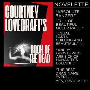 Promotional image for my story "Courtney Lovecraft's Book of the Dead"